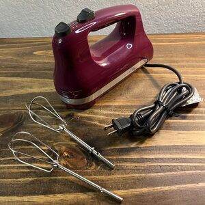 KitchenAid KHM5126Y 5-Speed Hand Mixer Burgundy Maroon Tested Works With Beaters